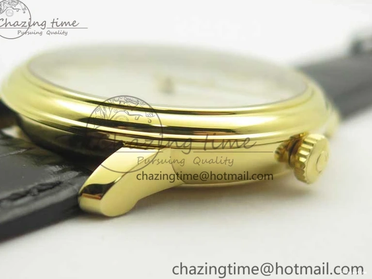 0429 UrbanChic De Ville YG MKF 1:1 Best Edition Silver Dial YG Markers on Black Leather Strap MIYOTA 9015 V 8048